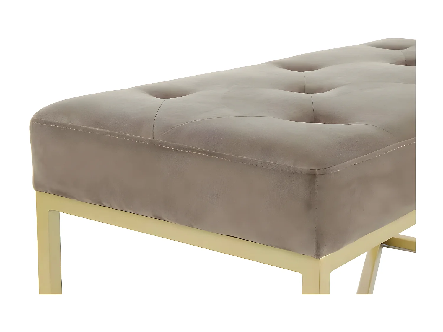 Banc en Velours Design "Diaz" 90cm Taupe & Or