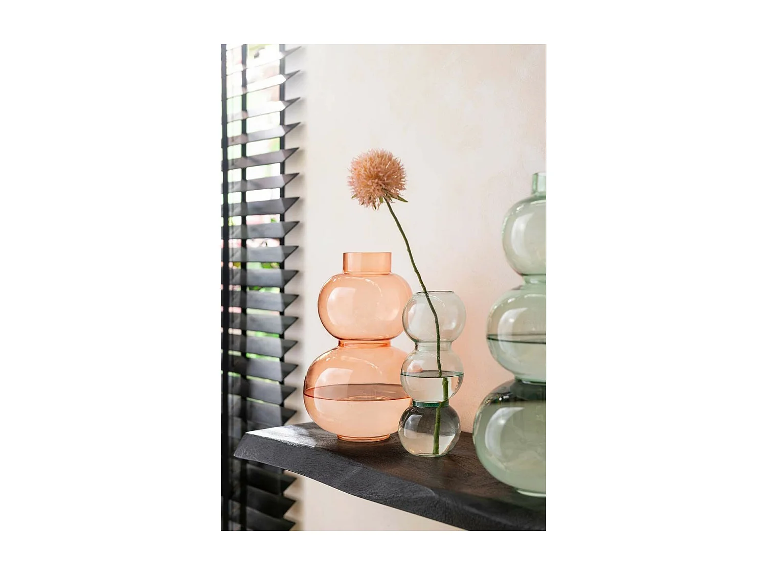 Vase Design en Verre "Boule" 28cm Orange