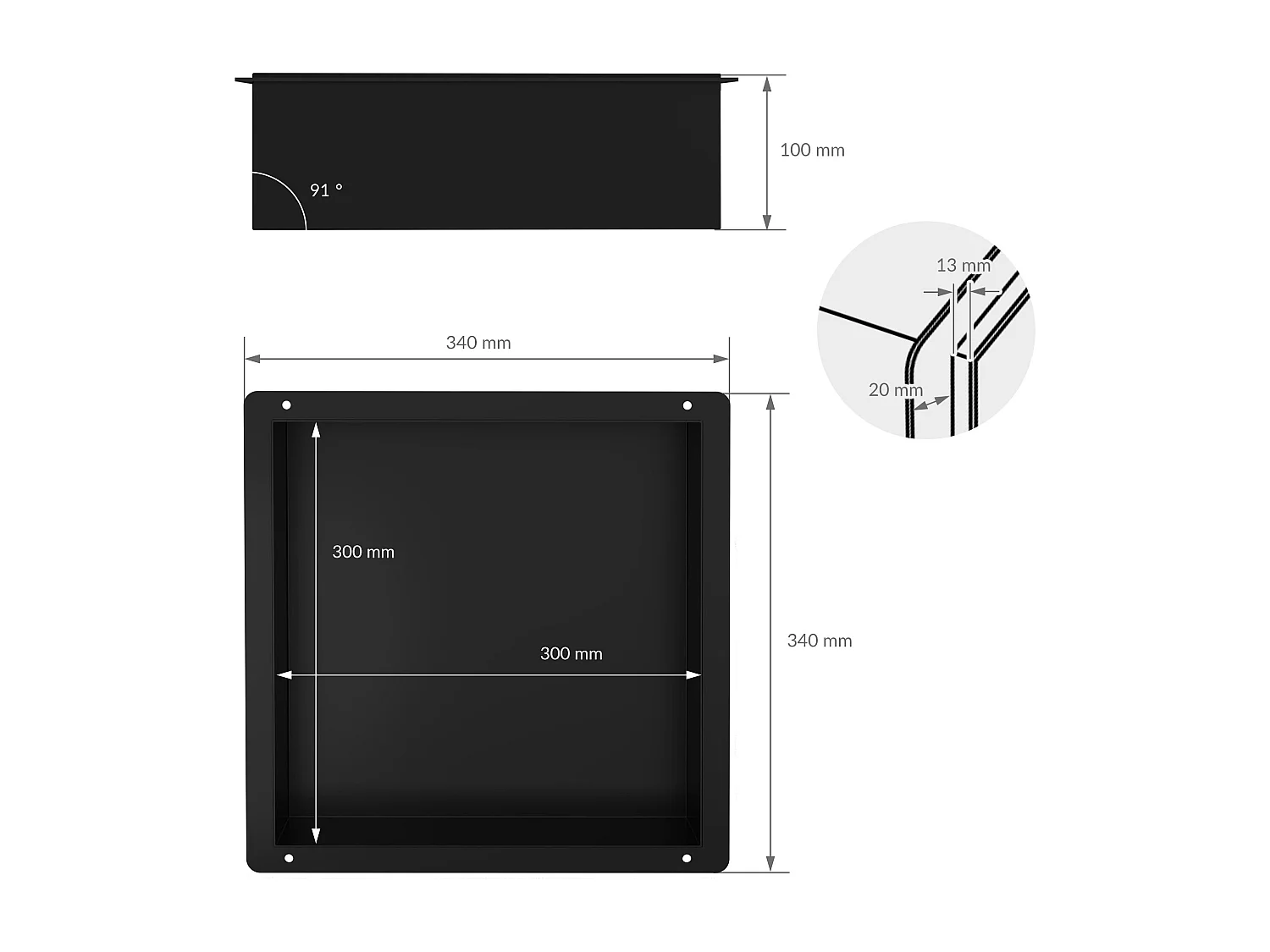 Niche murale de douche Tablette de douche en acier inoxydable Étagère de douche