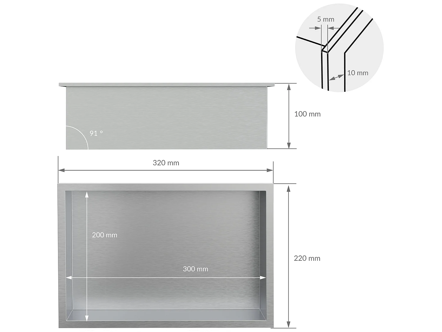 Niche murale de douche Tablette de douche en acier inoxydable Étagère de douche