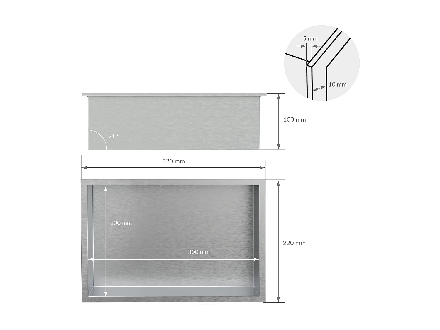 Niche murale de douche Tablette de douche en acier inoxydable Étagère de douche