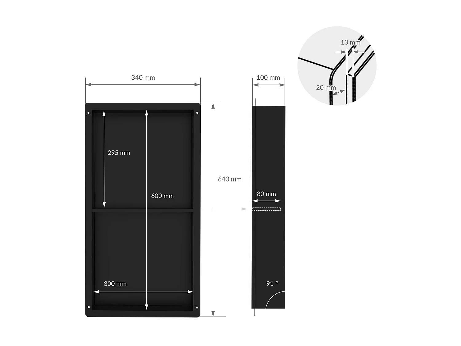 Nicchia a muro per doccia 2 livelli Ripiano doccia in acciaio inox nero 30x60x10