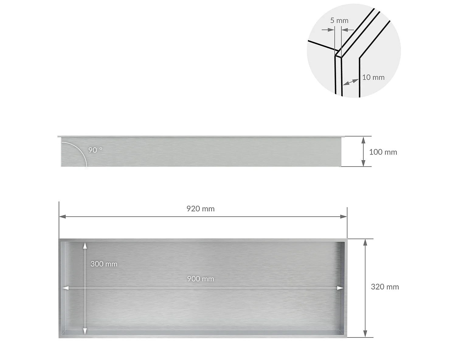 Niche murale de douche Tablette de douche en acier inoxydable Étagère de douche