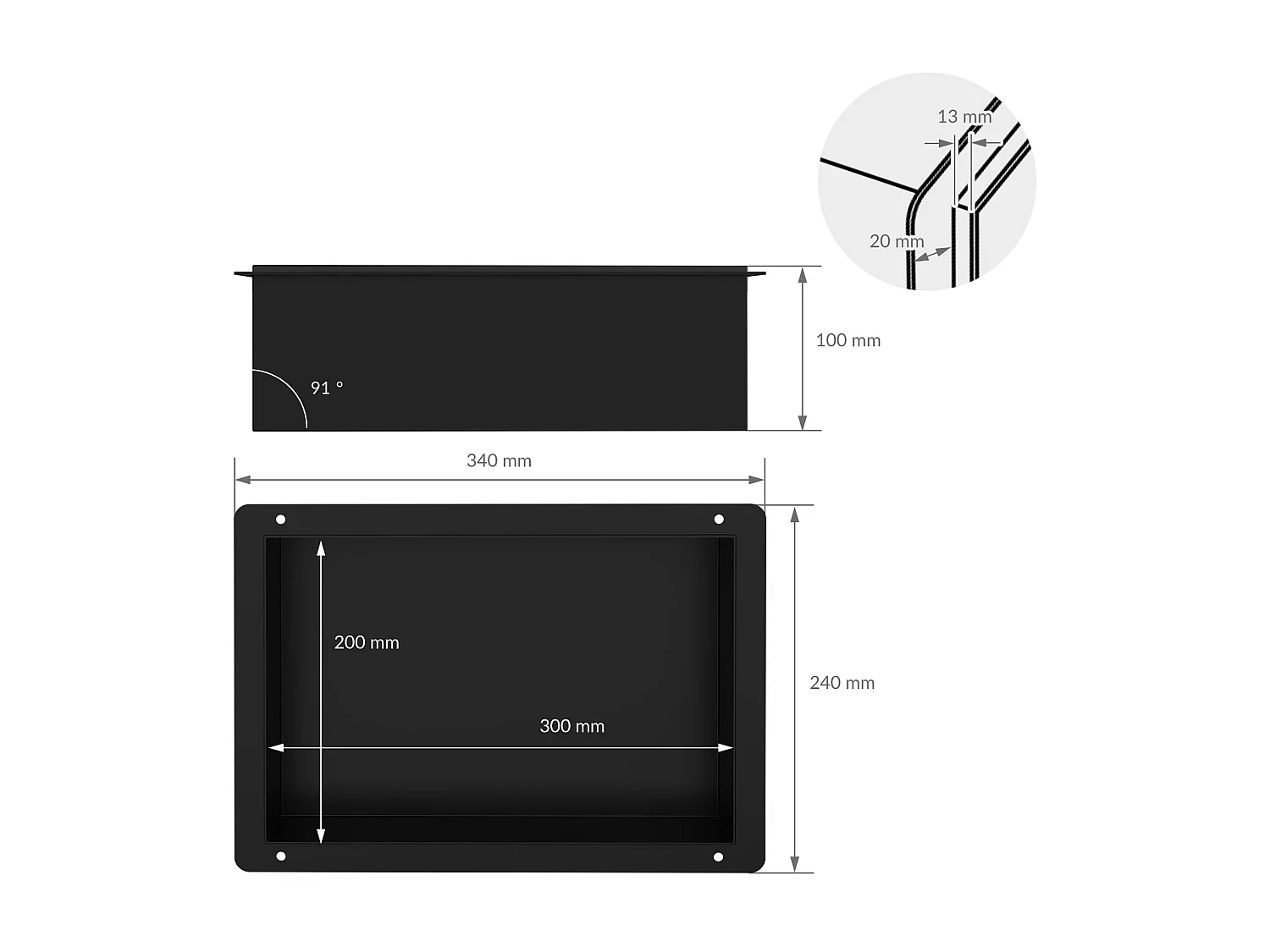 Niche murale de douche Tablette de douche en acier inoxydable Étagère de douche