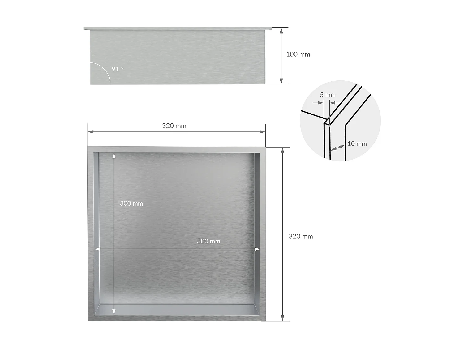 Niche murale de douche Tablette de douche en acier inoxydable Étagère de douche