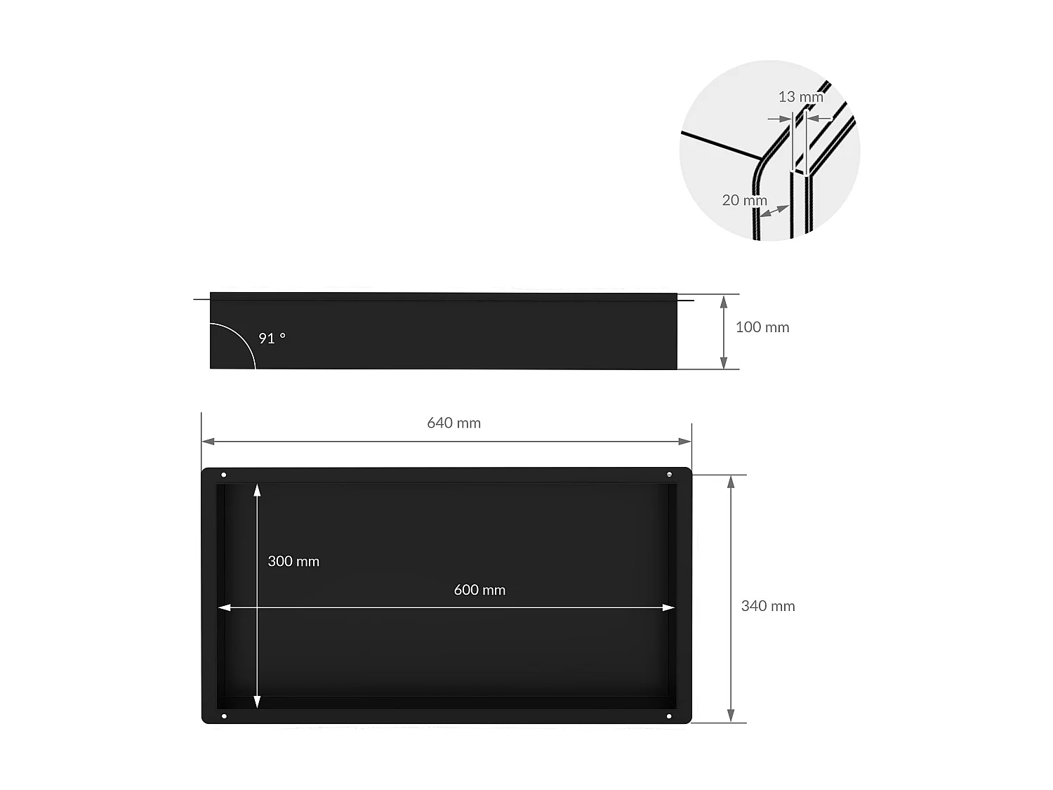 Niche murale de douche Tablette de douche en acier inoxydable Étagère de douche