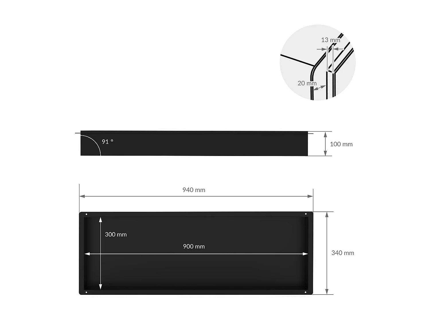 Niche murale de douche Tablette de douche en acier inoxydable Étagère de douche
