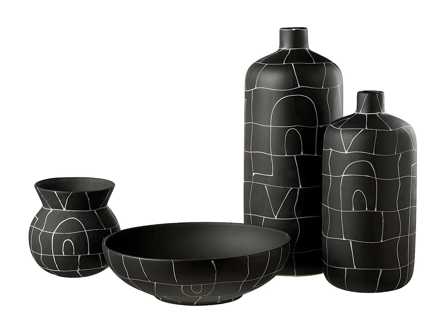 Vase Bouteille en Céramique "Japan" 37cm Noir