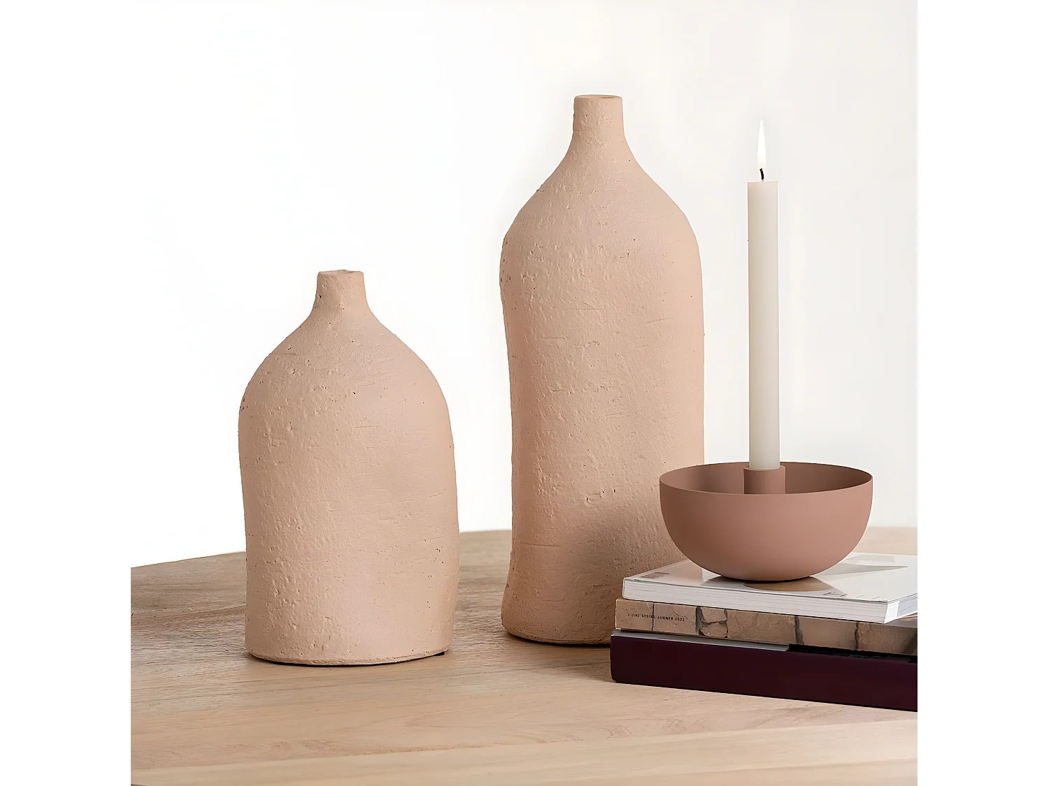 Vase Poterie Bouteille "Enya" 40cm Beige