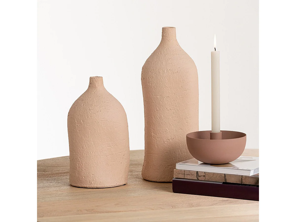Vase Poterie Bouteille "Enya" 40cm Beige