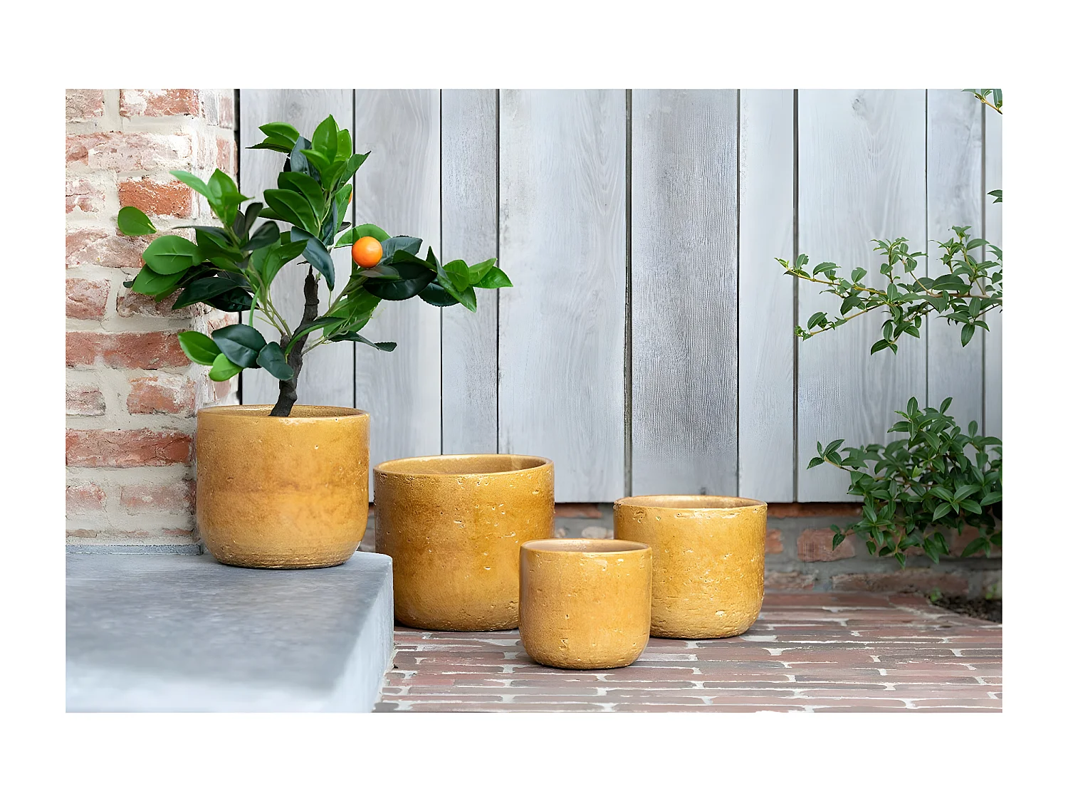 Cache-Pot en Céramique "Leo" 20cm Ocre