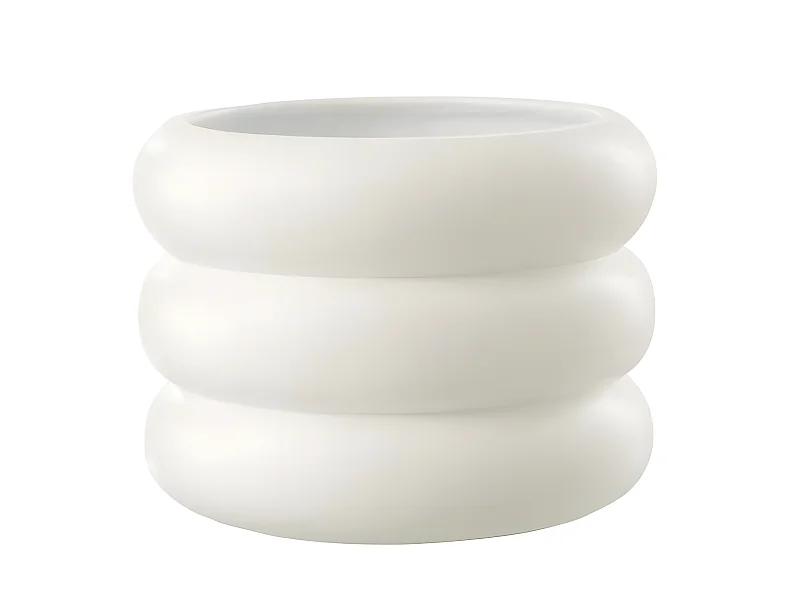 Cache-Pot en Ciment "Anneau" 23cm Blanc