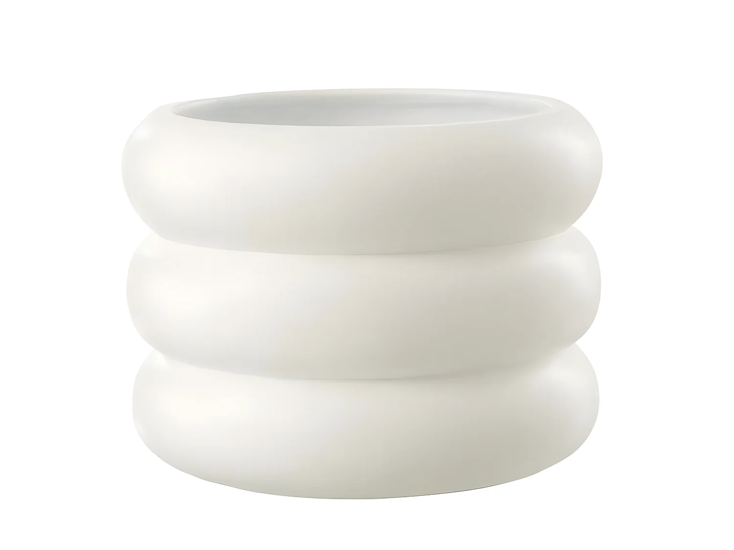 Cache-Pot en Ciment "Anneau" 23cm Blanc
