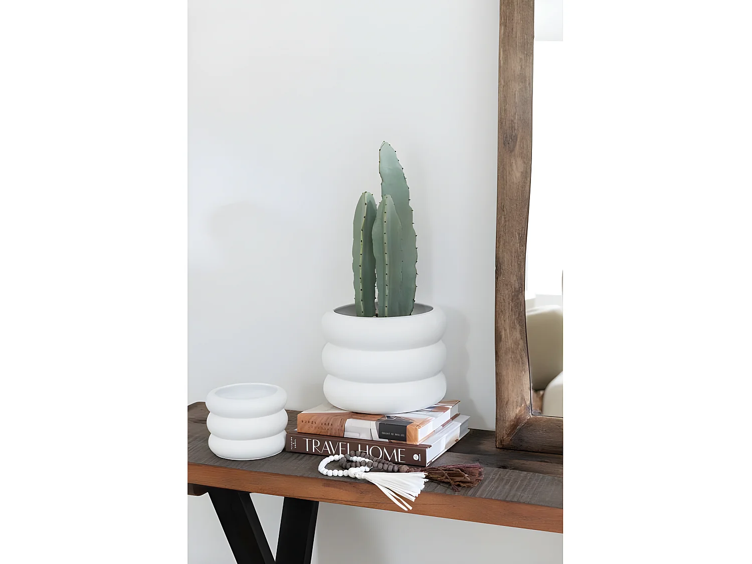 Cache-Pot en Ciment "Anneau" 23cm Blanc