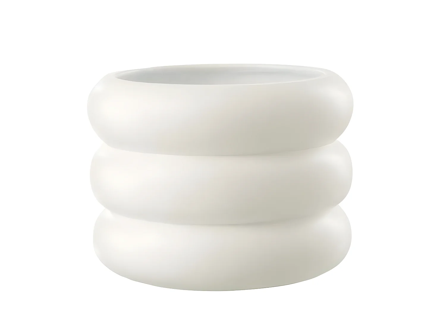Cache-Pot Déco en Ciment "Ring" 22cm Blanc