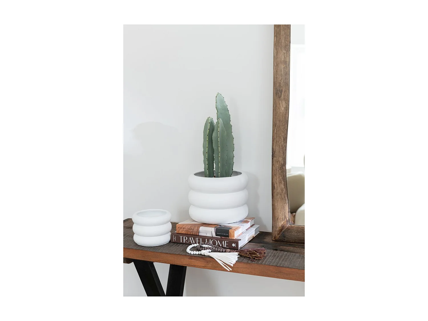 Cache-Pot en Ciment "Anneau" 23cm Blanc