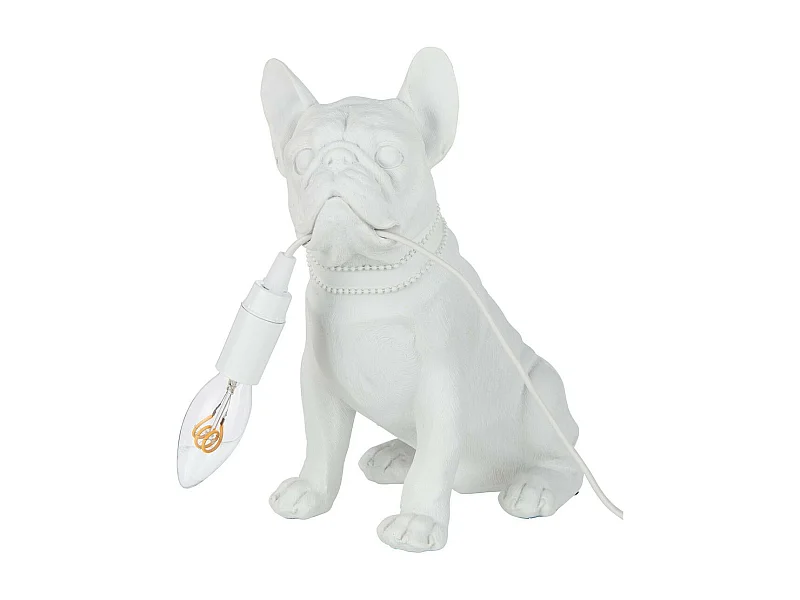 Lampe à Poser Déco "Bulldog" 28cm Blanc