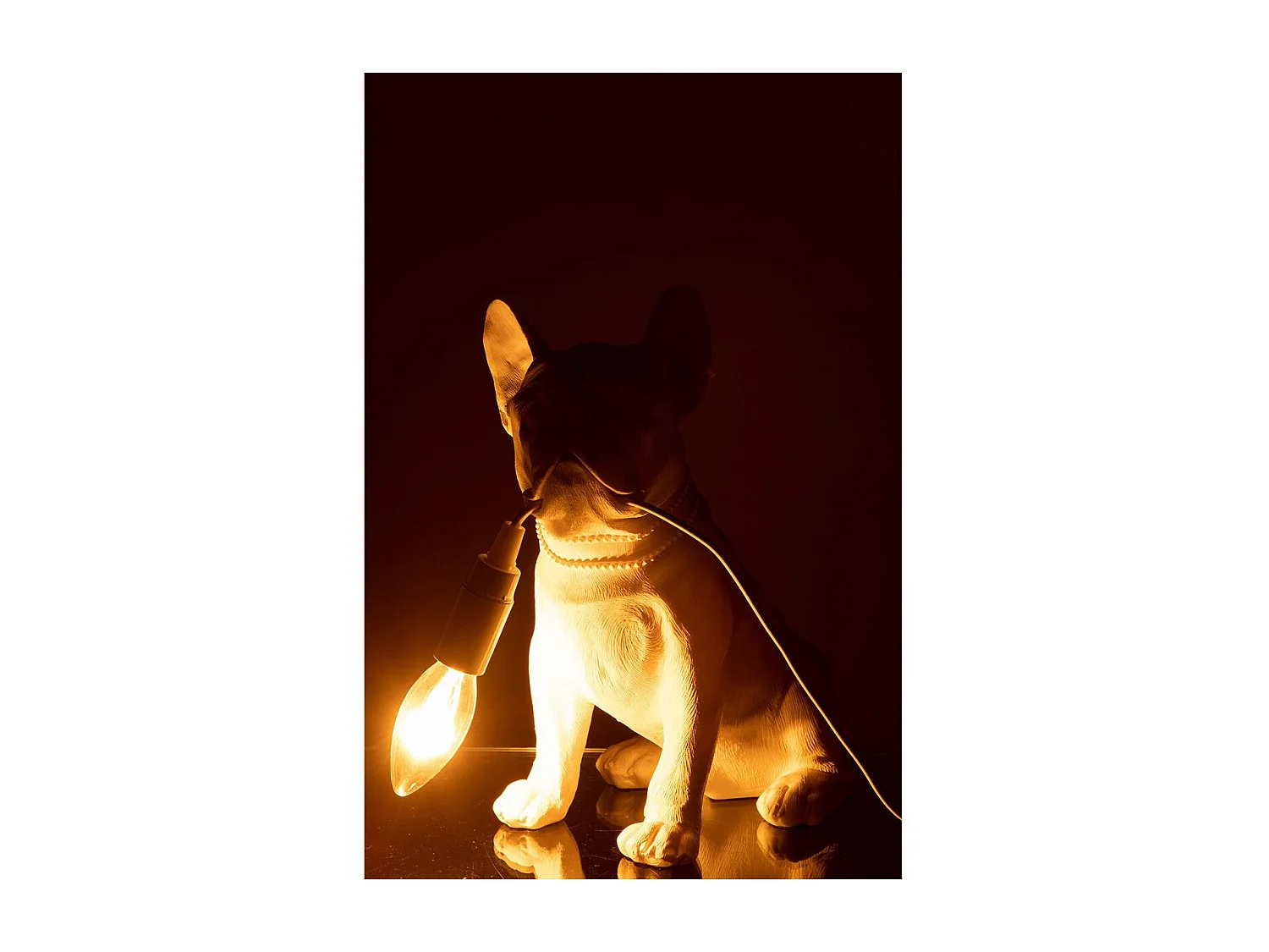 Lampe à Poser Déco "Bulldog" 28cm Blanc