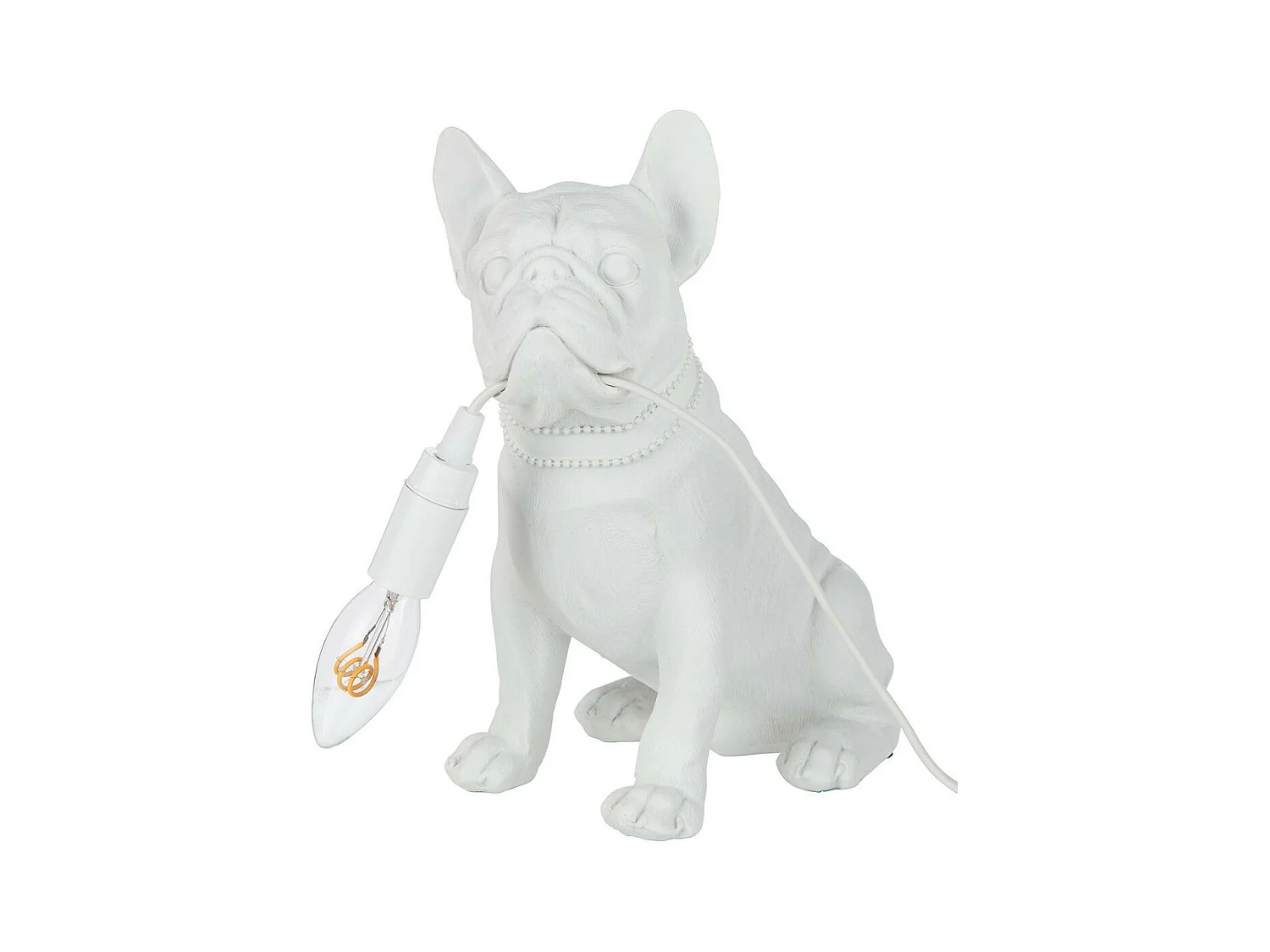 Lampe à Poser Déco "Bulldog" 28cm Blanc