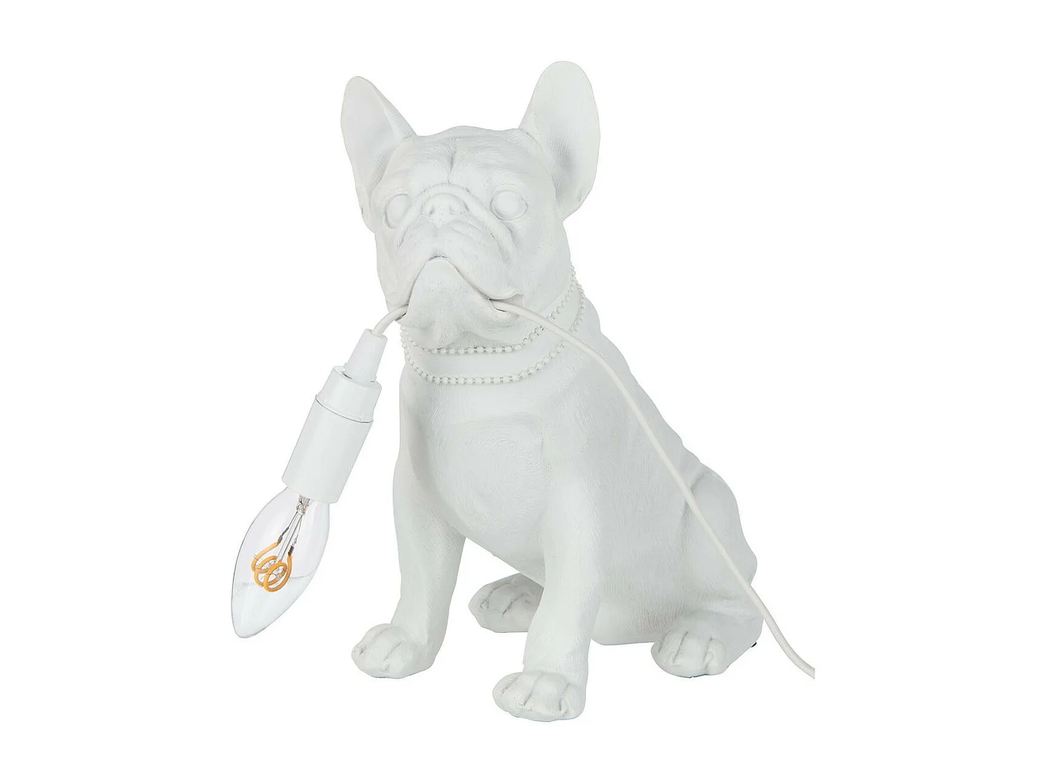 Lampe à Poser Déco "Bulldog" 28cm Blanc