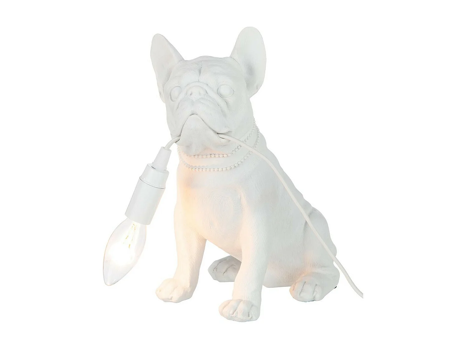 Lampe à Poser Déco "Bulldog" 28cm Blanc