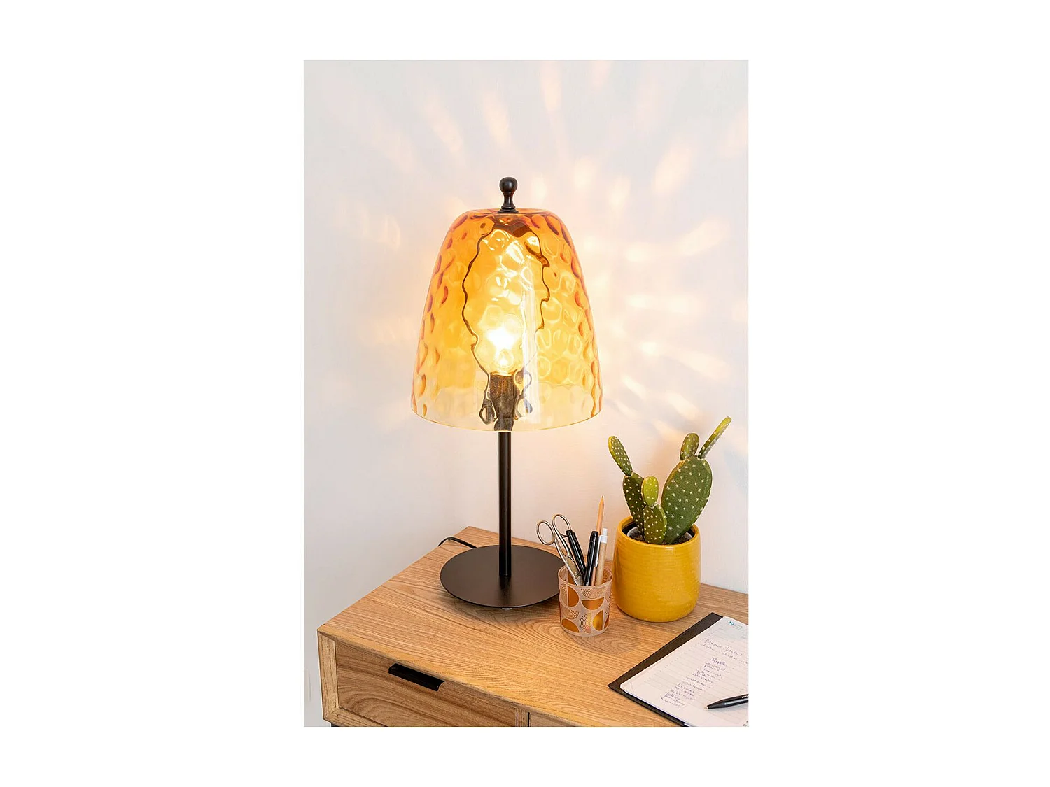 Lampe à Poser en Verre "Océane" 58cm Jaune