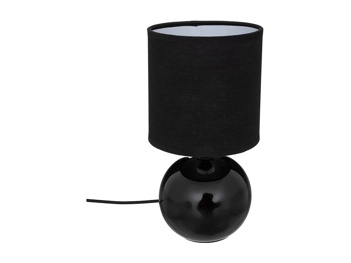 Lampe à Poser Céramique "Boule" 25cm Noir Brillant