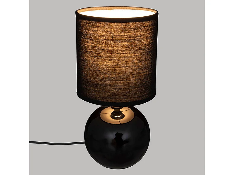Lampe à Poser Céramique "Boule" 25cm Noir Brillant