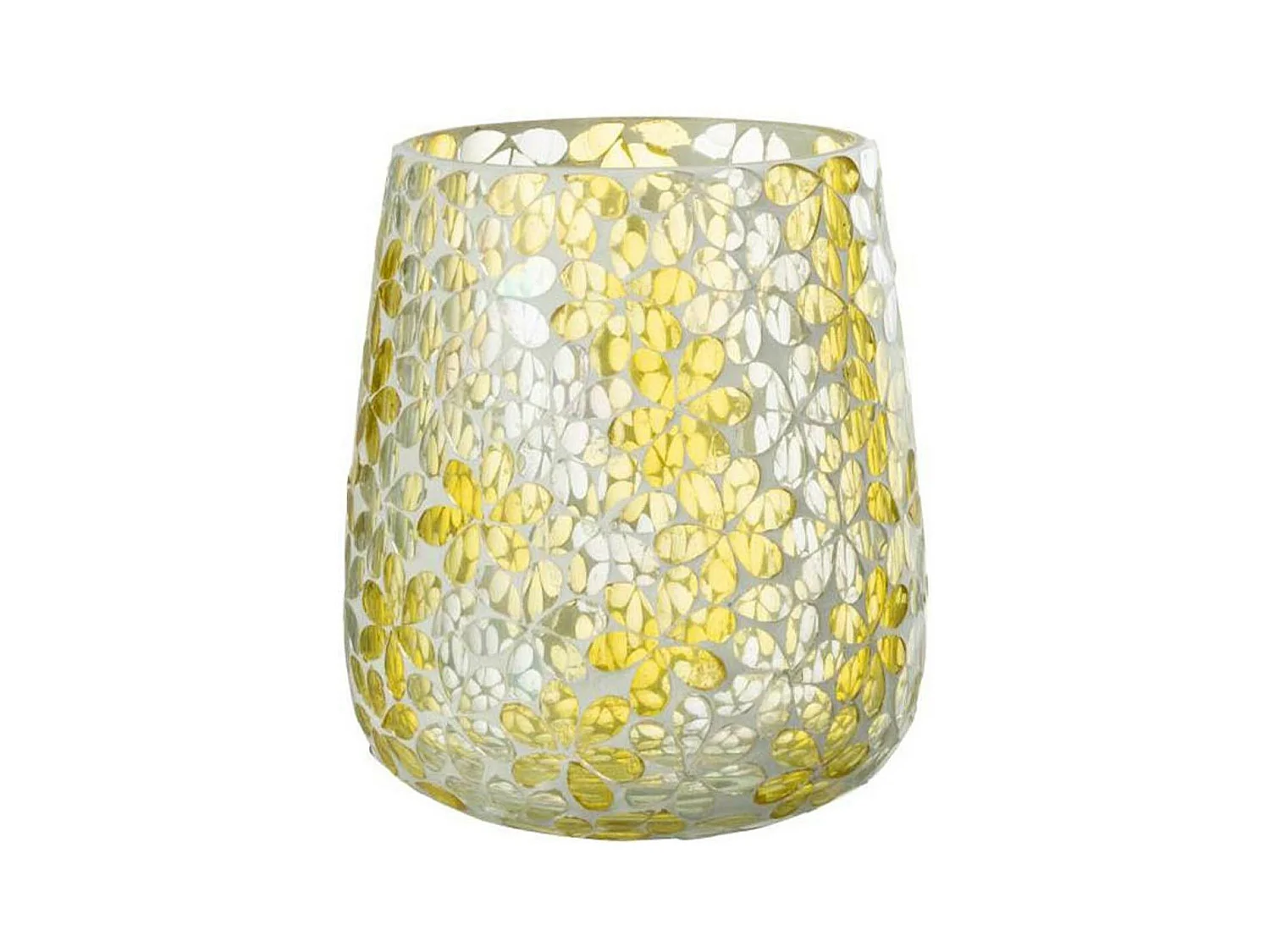 Photophore Design en Verre "Fleurs" 18cm Jaune