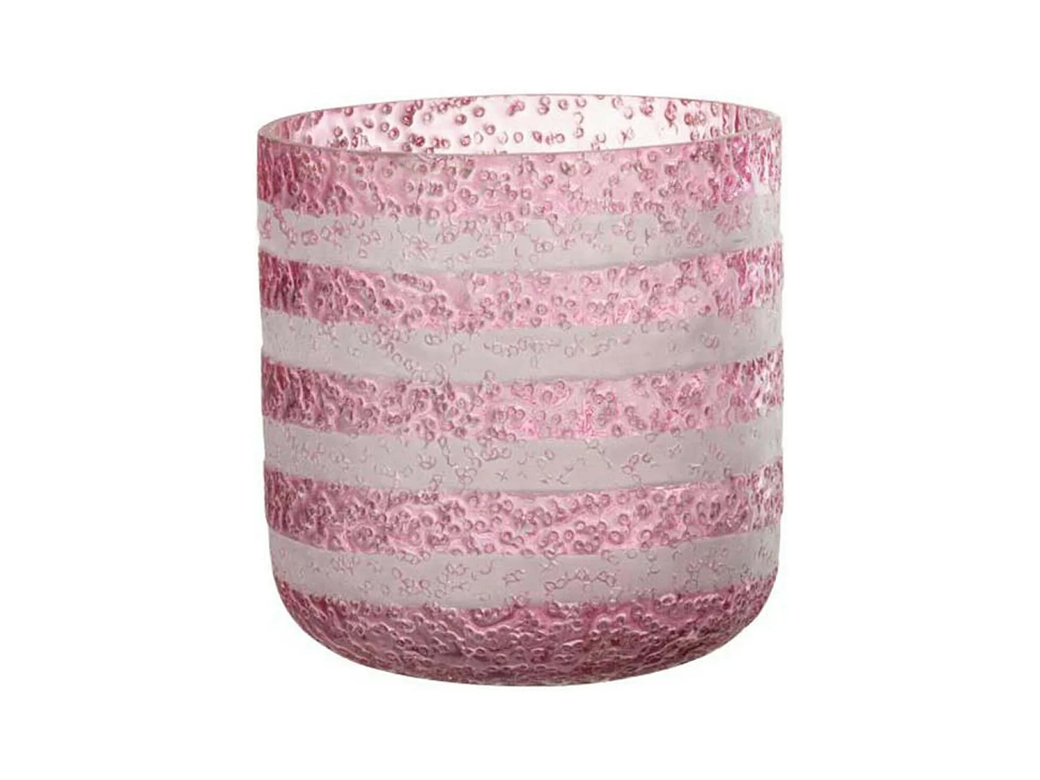 Photophore Design en Verre "Lignes" 15cm Rose