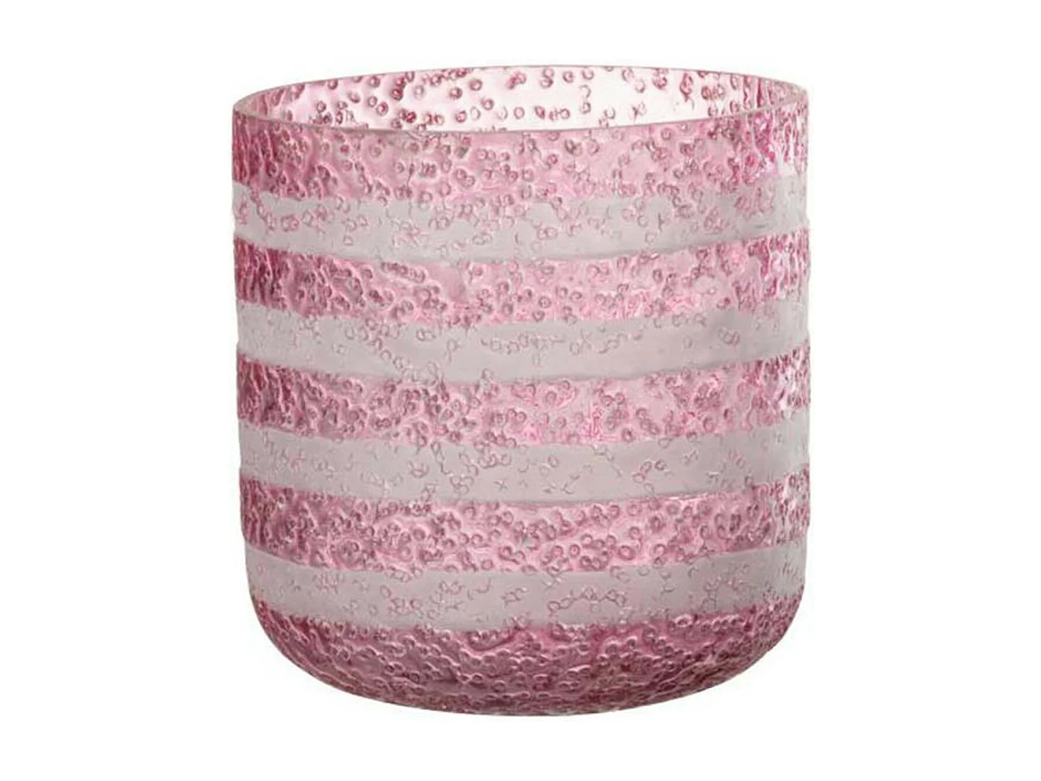 Photophore Design en Verre "Lignes" 15cm Rose