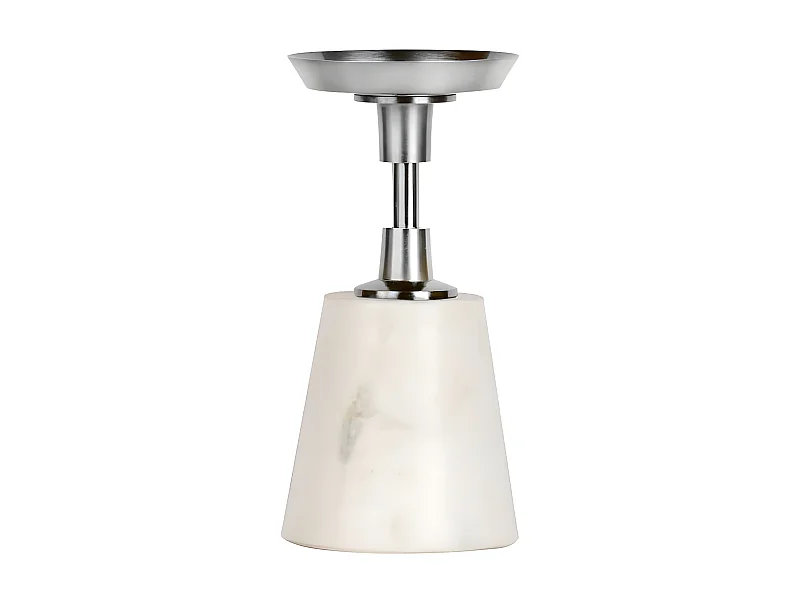 Bougeoir Design en Marbre "Fayya" 22cm Blanc & Argent