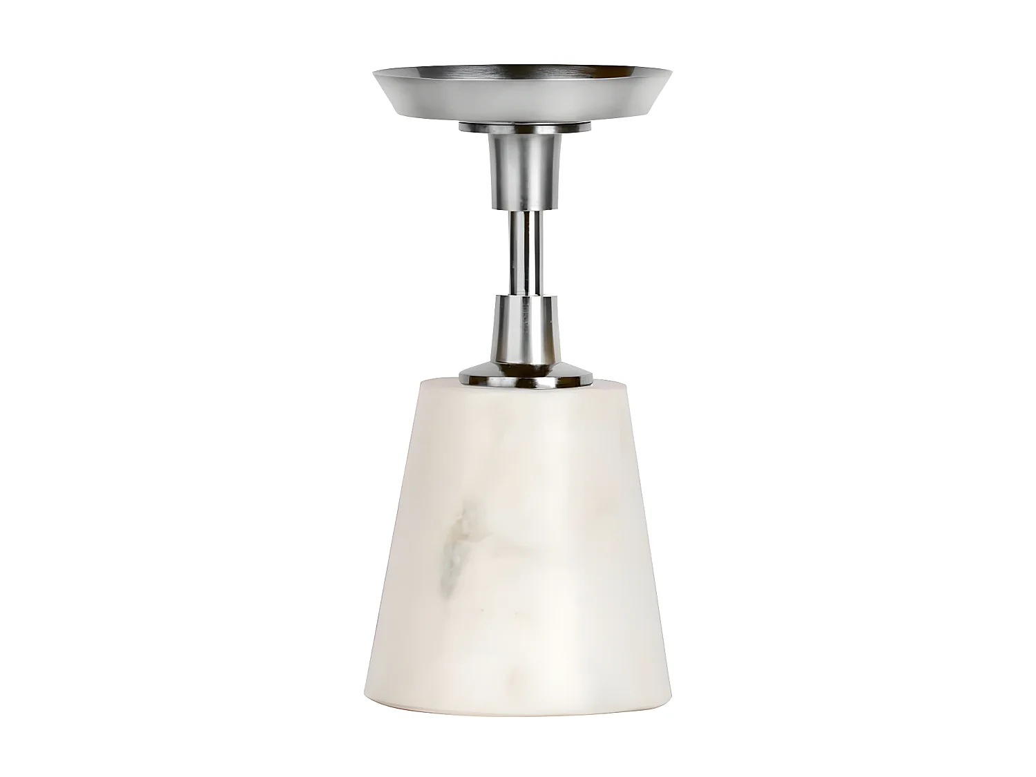 Bougeoir Design en Marbre "Fayya" 22cm Blanc & Argent