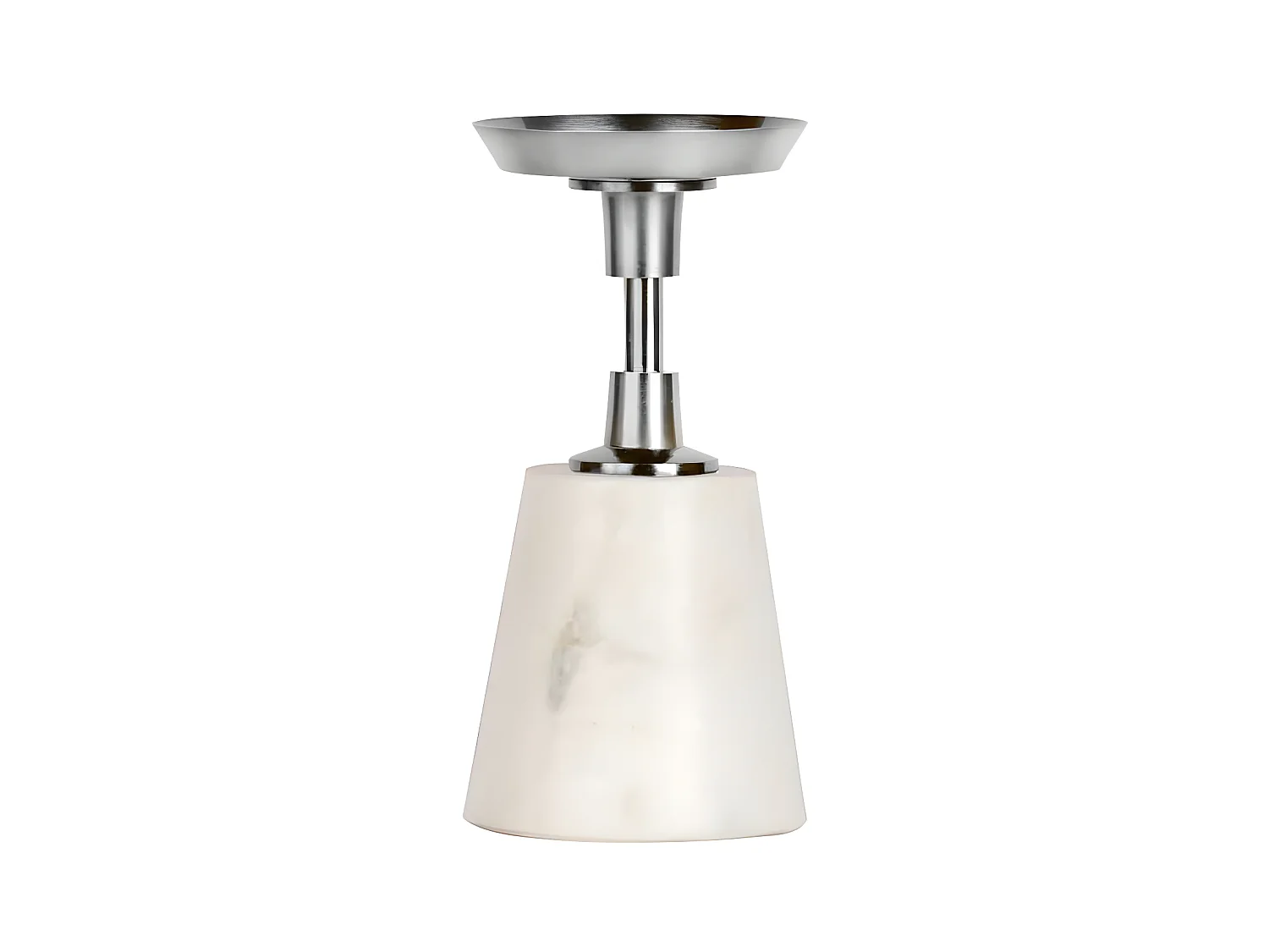 Bougeoir Design en Marbre "Fayya" 22cm Blanc & Argent