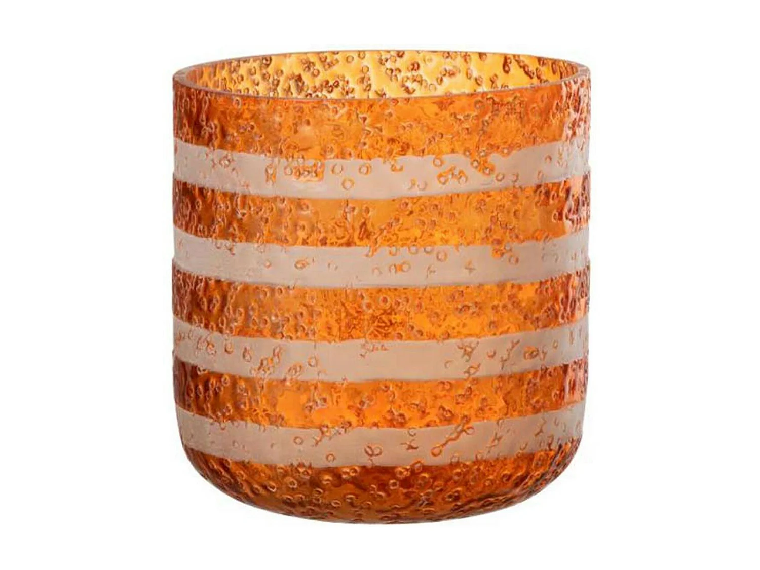 Photophore Design en Verre "Lignes" 15cm Orange