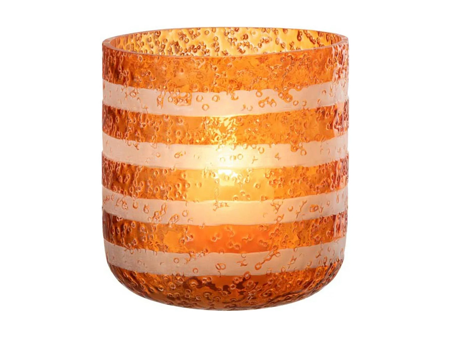 Photophore Design en Verre "Lignes" 15cm Orange