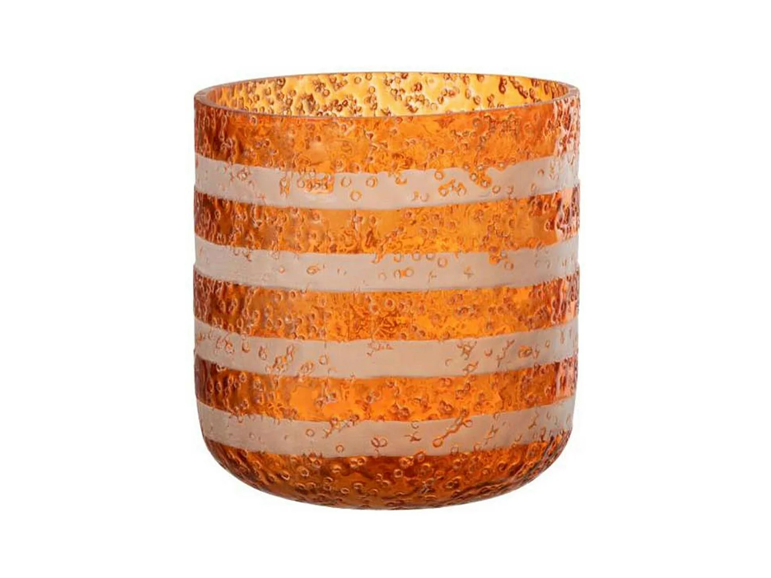 Photophore Design en Verre "Lignes" 15cm Orange
