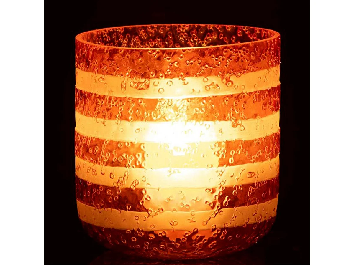 Photophore Design en Verre "Lignes" 15cm Orange