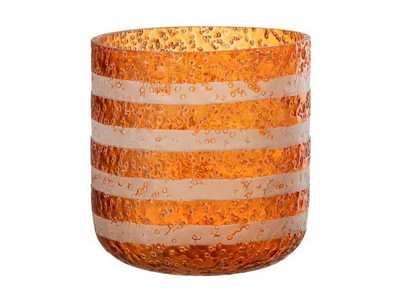 Photophore Design en Verre "Lignes" 15cm Orange