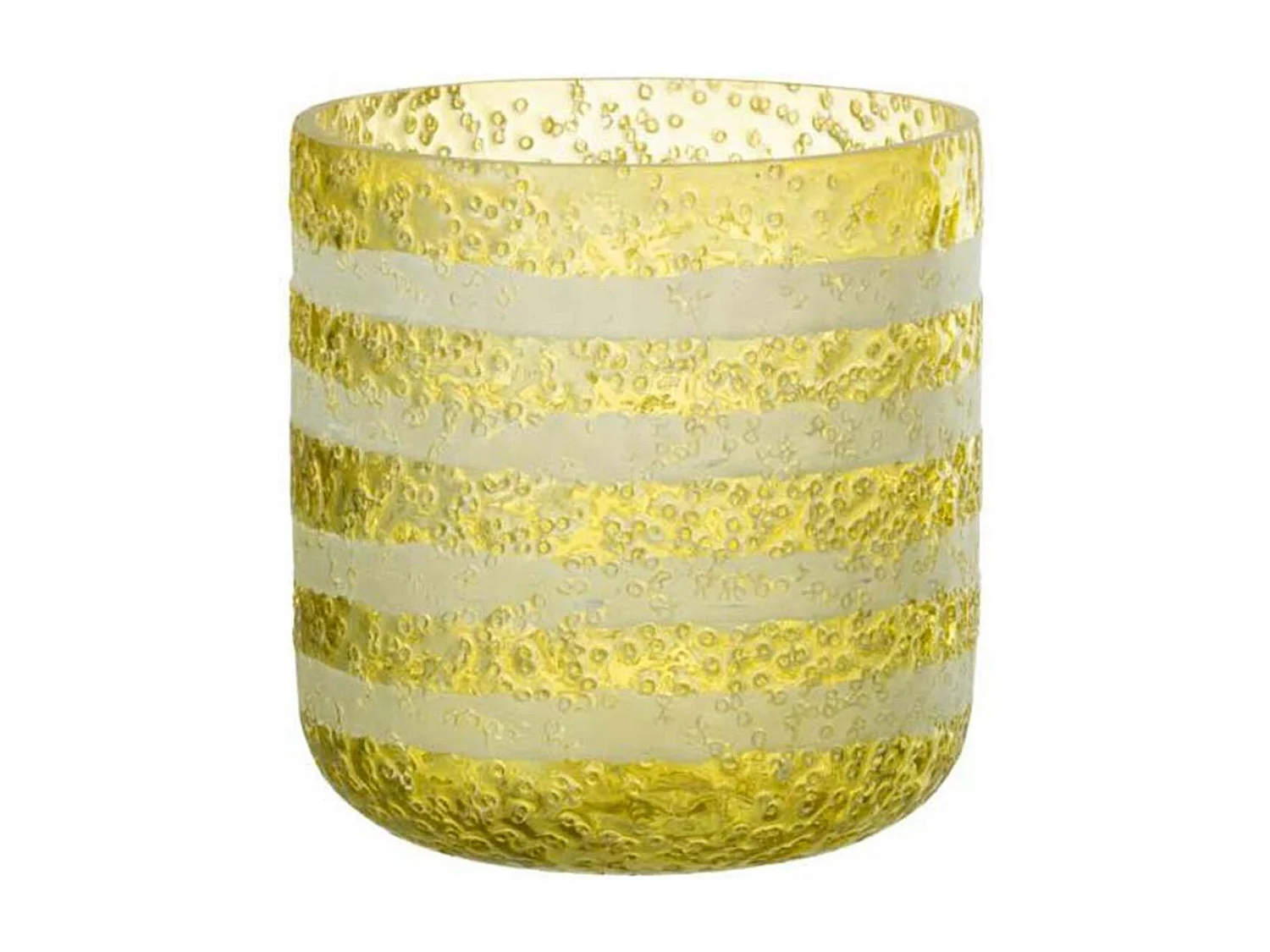 Photophore Design en Verre "Lignes" 15cm Jaune