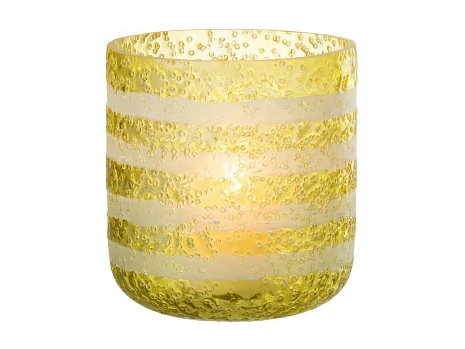 Photophore Design en Verre "Lignes" 15cm Jaune