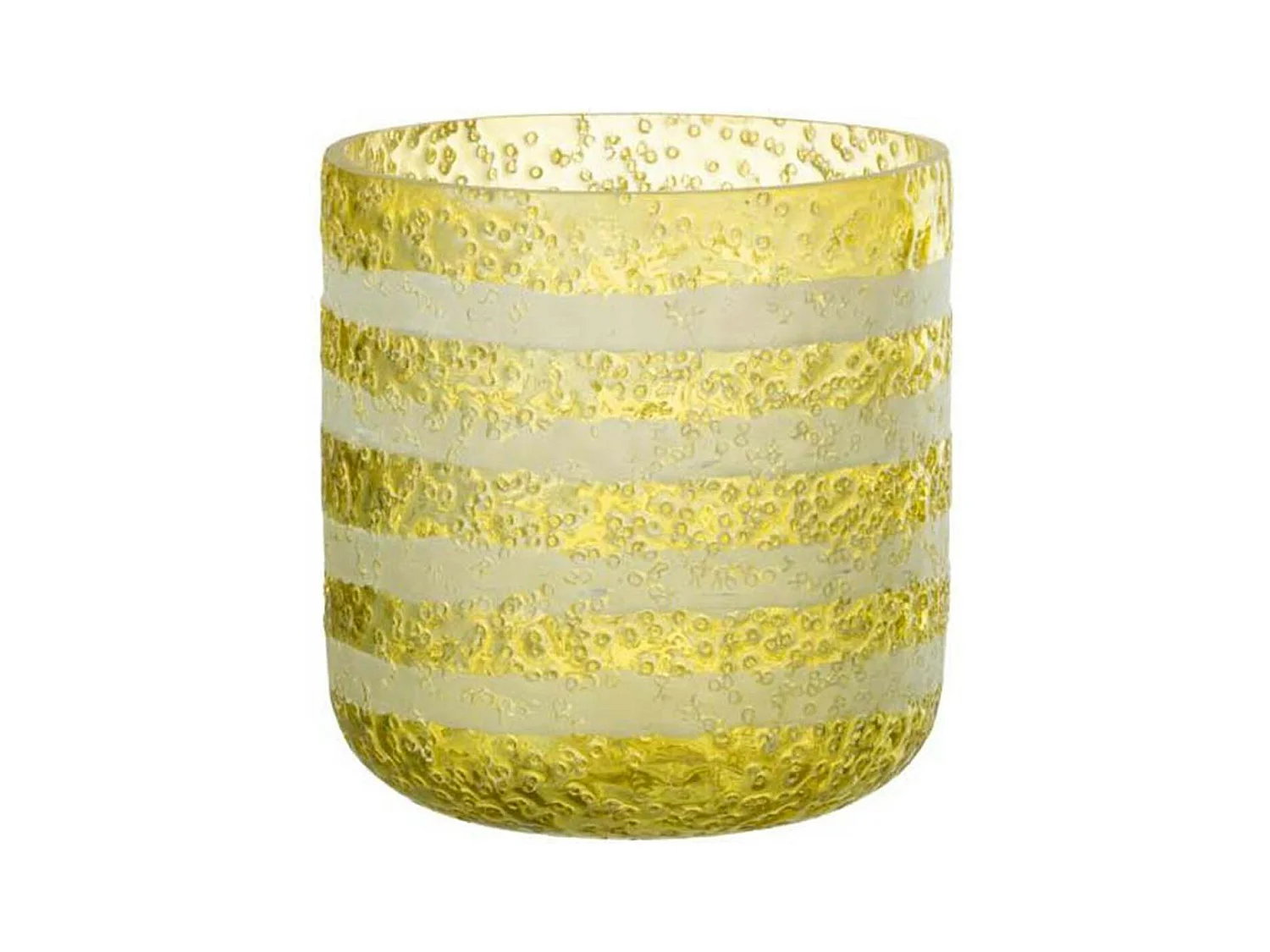 Photophore Design en Verre "Lignes" 15cm Jaune