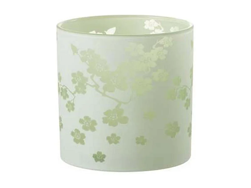Photophore Design en Verre "Fleurs" 15cm Vert