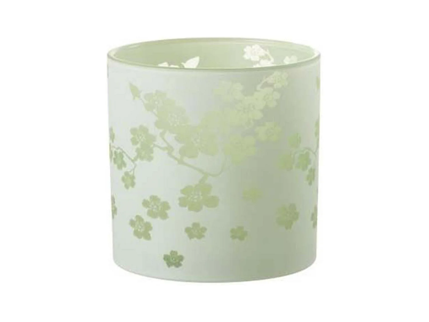 Photophore Design en Verre "Fleurs" 15cm Vert