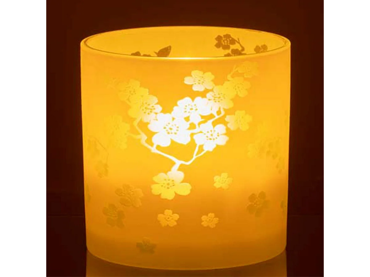 Photophore Design en Verre "Fleurs" 15cm Vert