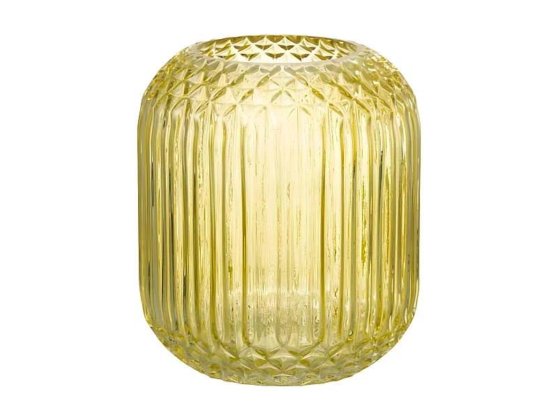 Vase Design en Verre "Droit" 17cm Jaune