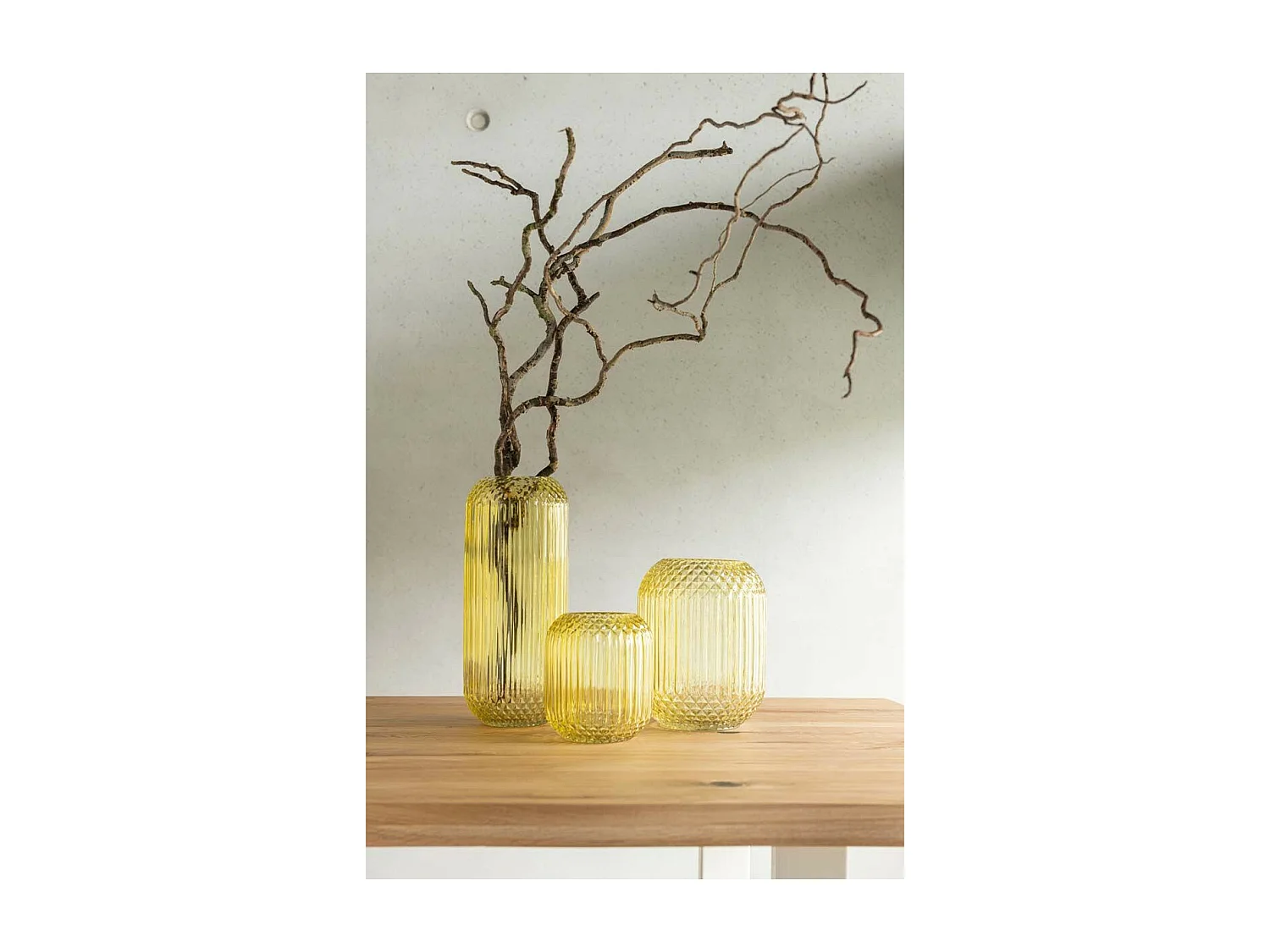 Vase Design en Verre "Droit" 17cm Jaune