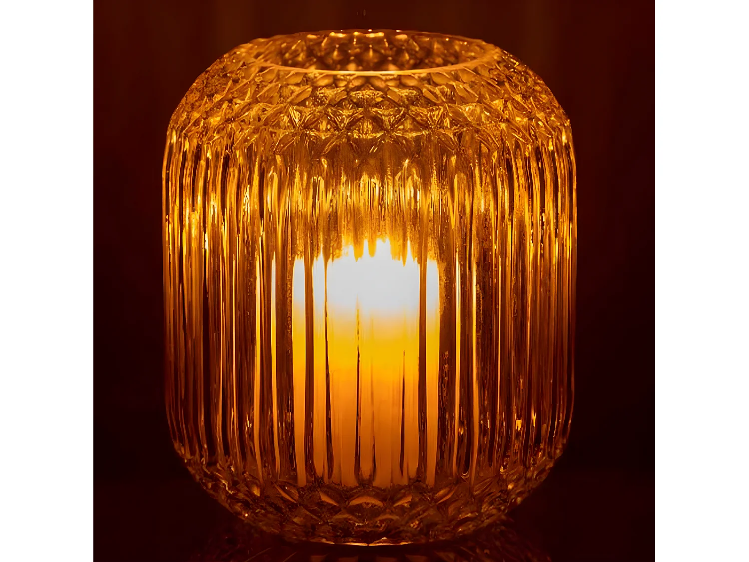 Vase Design en Verre "Droit" 17cm Jaune