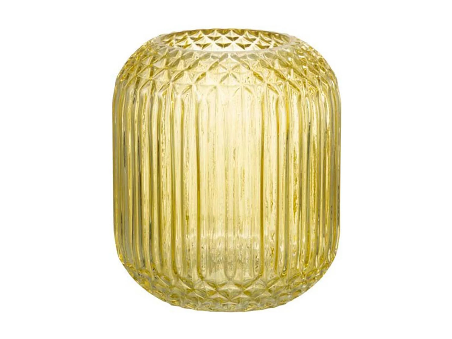 Vase Design en Verre "Droit" 17cm Jaune