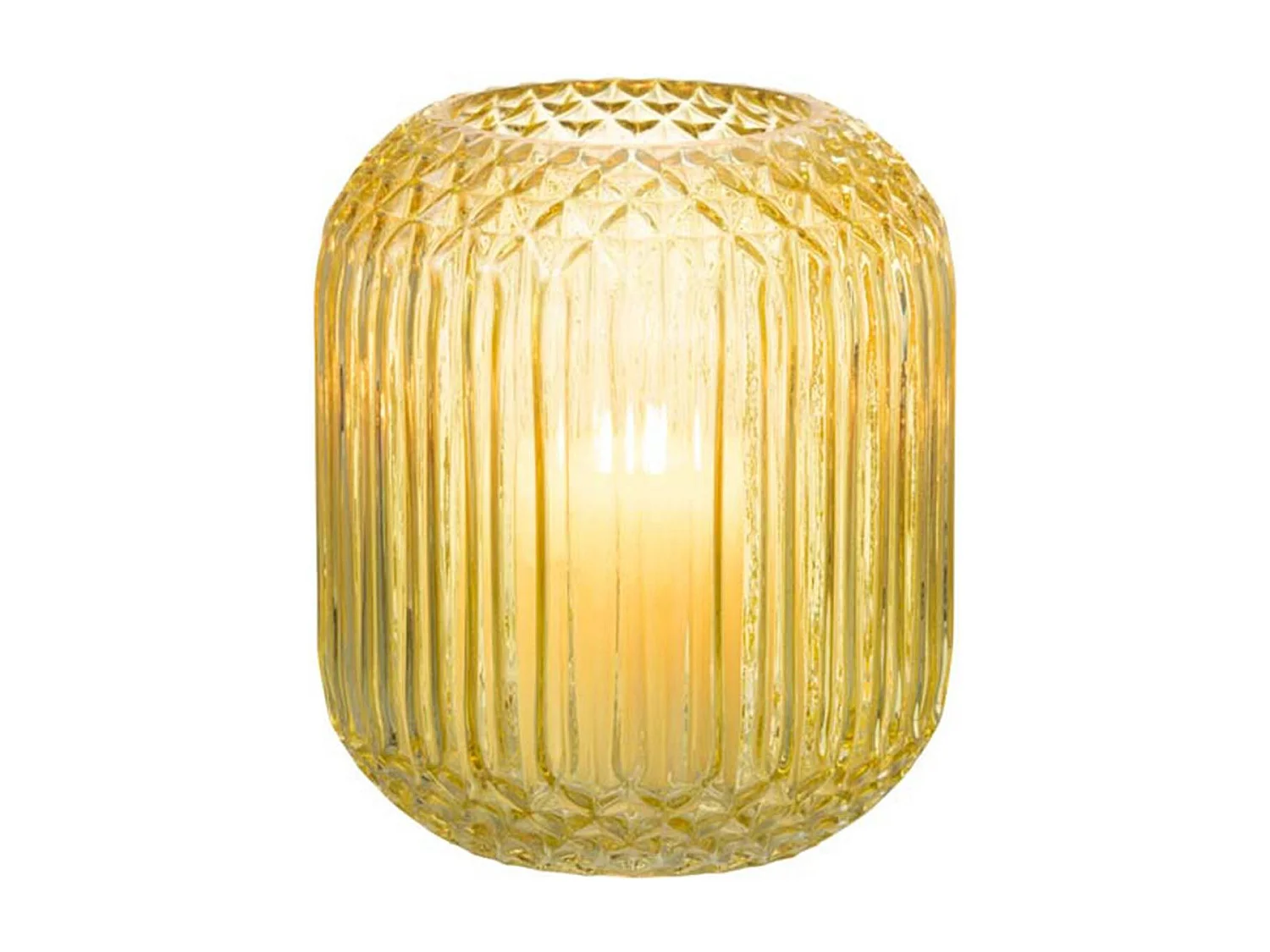 Vase Design en Verre "Droit" 17cm Jaune